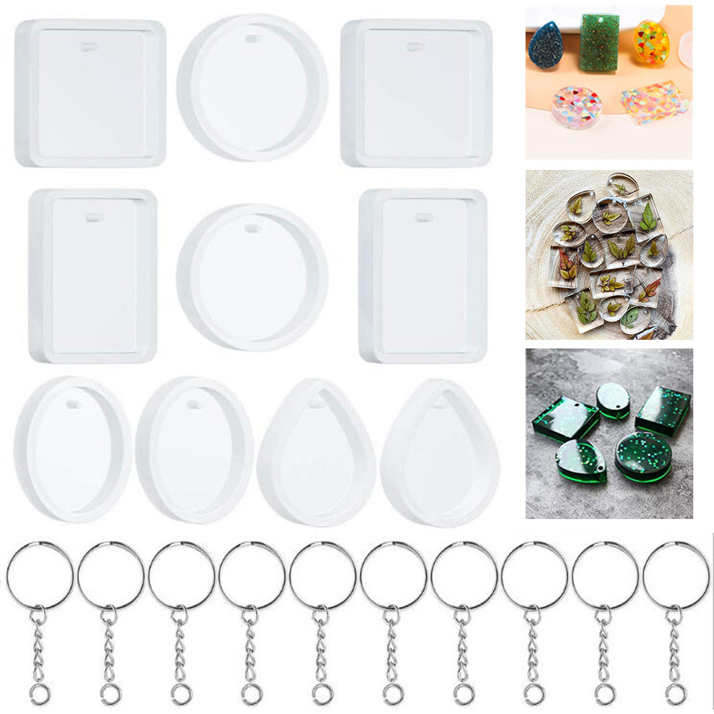 Resin Kit Cast - 20Pcs/Set DIY Keychain Pendant Casting Silicone